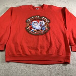 Vintage Eskimo Joes Sweatshirt Mens Large Red Stillwater OK Christmas Graphic
